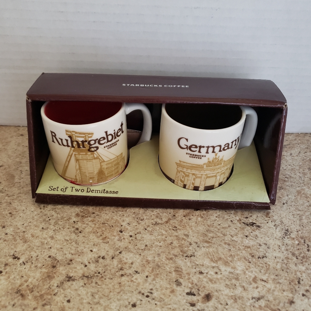 Starbucks Coffee Set of 2 Demitasse Espresso 3 oz Cups Ruhrgebiet Germany (2012)